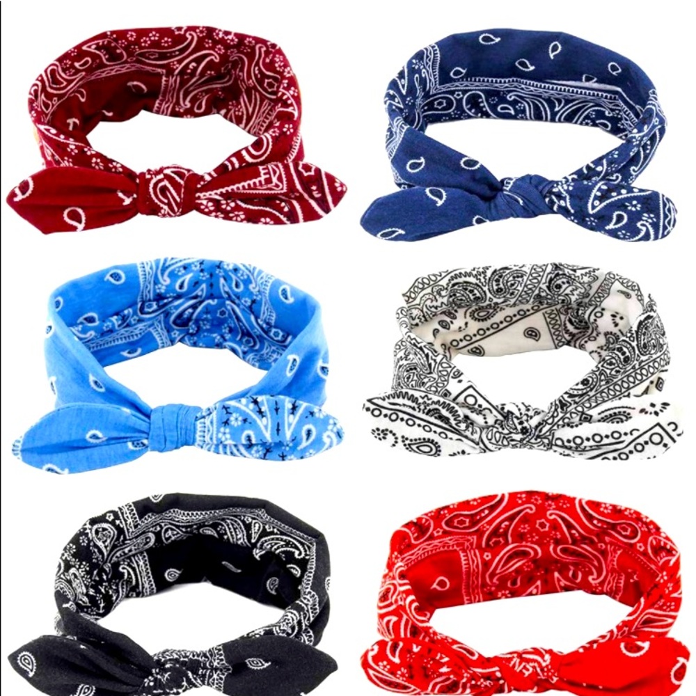 Boho Bow Headbands for Women Vintage Paisley